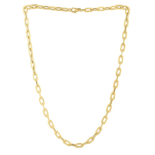 Oval Domed Paperclip Necklace in 14K Yellow Gold - Image 2