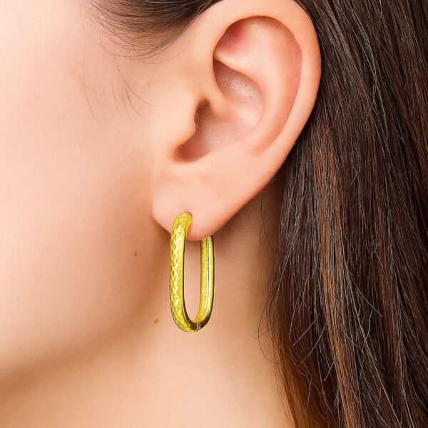 Endless Engraved Paperclip Hoop Earrings in 14K Yellow Gold - Image 3