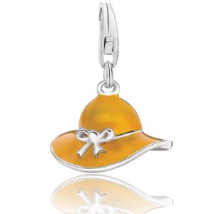 Sterling Silver Hat Charm with Yellow Enamel Coating