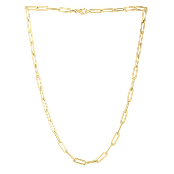 Long Domed Paperclip Necklace in 14K Yellow Gold - Image 3