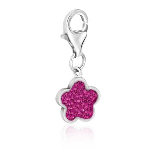 Sterling Silver Pink Tone Crystal Embellished Star Charm