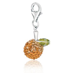Sterling Silver Apple Citrine Tone Crystal Studded Charm