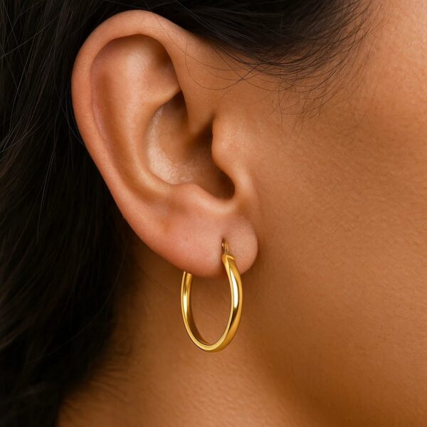 Small Wedding Hoops in 14K Yellow Gold - Image 4
