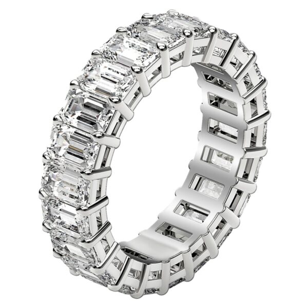 Emerald Cut Lab Grown Diamond Eternity Ring in 14k White Gold (5 cttw FG/VS2) - Image 4