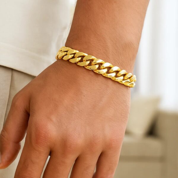 10k Yellow Gold Classic Miami Cuban Solid Bracelet (8.20 mm) - Image 5