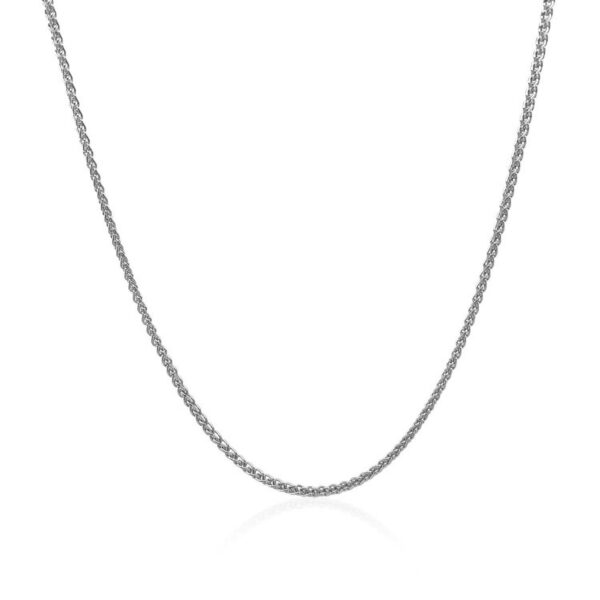18k White Gold Round Wheat Chain (1.40 mm) - Image 2