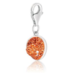 Sterling Silver Charm Studded with Citrine Tone Crystal Embellishments