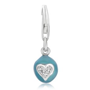 Sterling Silver Blue Enameled Egg with Heart Charm