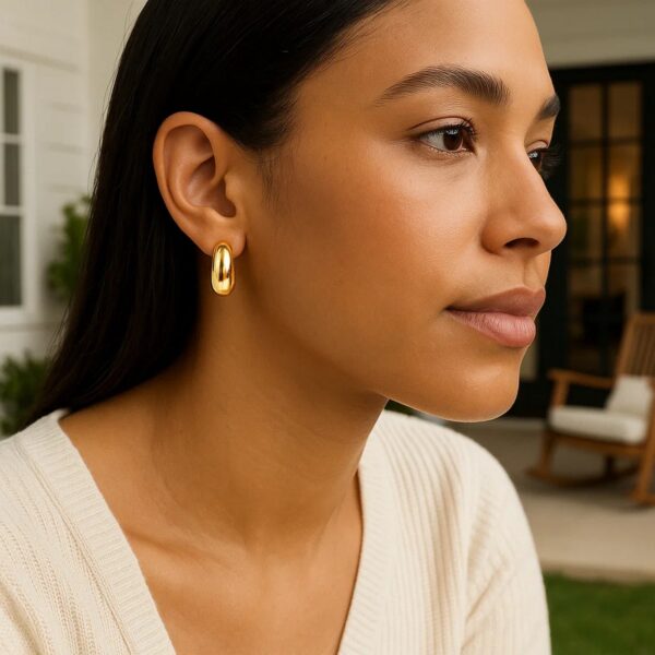 14k Yellow Gold Fancy Omega Hoops - Image 4