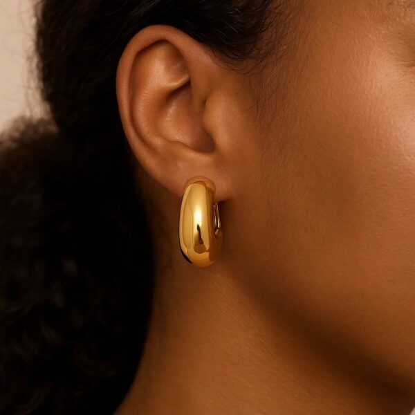 14k Yellow Gold Fancy Omega Hoops - Image 5