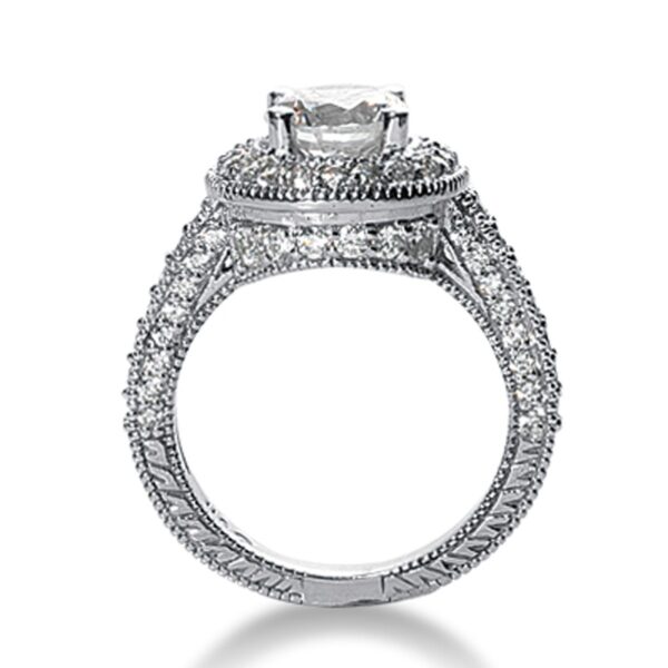 14k White gold Vintage Halo Diamond Semi-Mount - Image 2