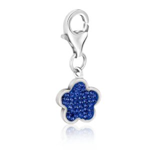 Sterling Silver Star Blue Tone Crystal Accented Charm
