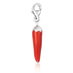 Sterling Silver Chili Pepper Red Enameled Charm