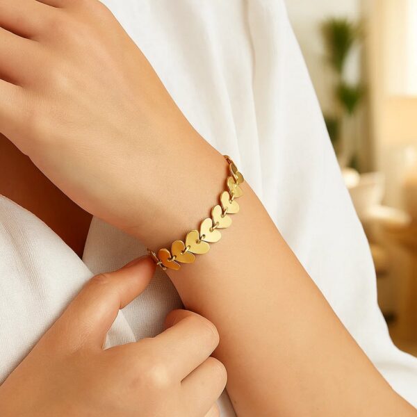 Heart Link Bracelet in 14K Yellow Gold - Image 2