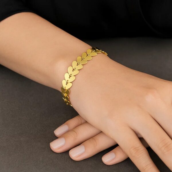 Heart Link Bracelet in 14K Yellow Gold - Image 3