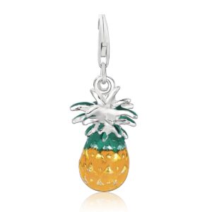Sterling Silver Pineapple Charm with Multi Color Enamel Finishing