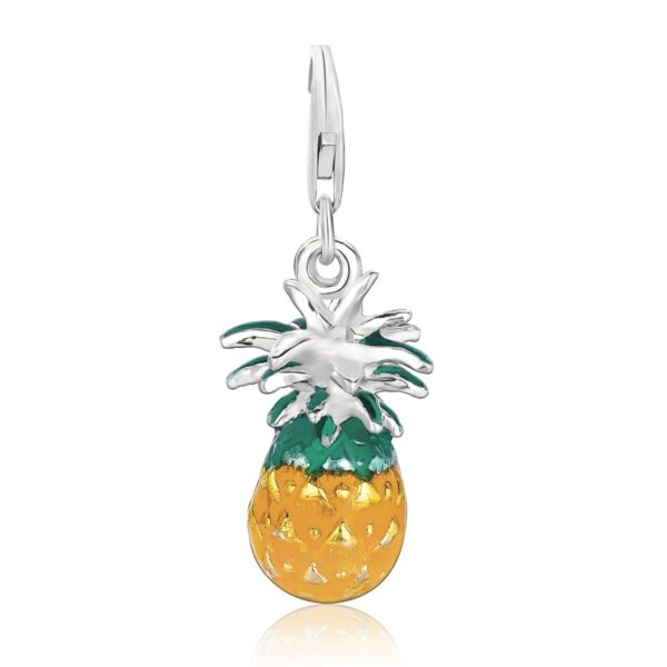 Sterling Silver Pineapple Charm with Multi Color Enamel Finishing