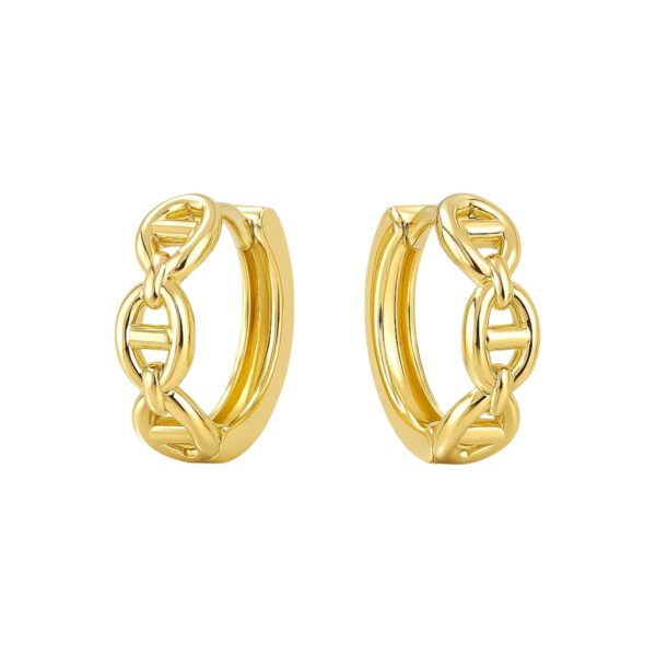 14k Yellow Gold Oval Mariner Huggies - Image 2
