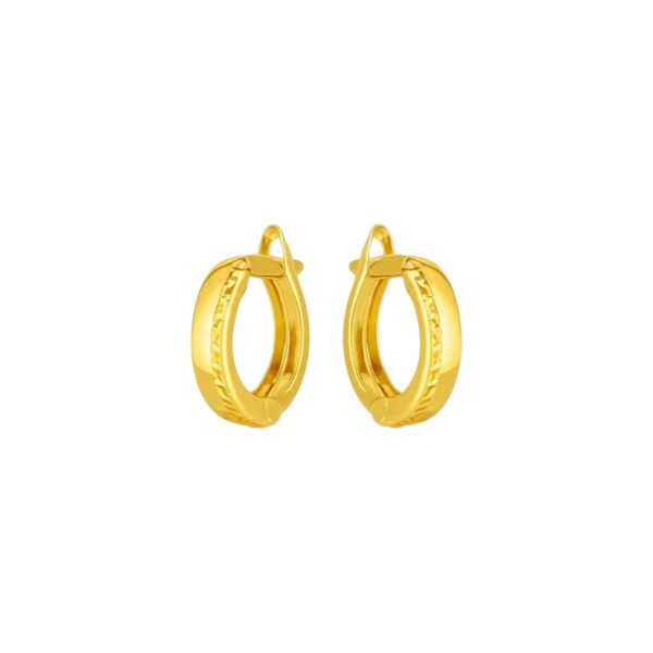 14k Yellow Gold Textured Huggie Hoops(3x10mm) - Image 2