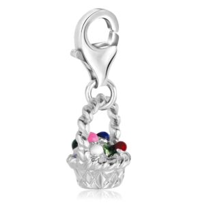 Sterling Silver Enameled Easter Egg Basket Charm