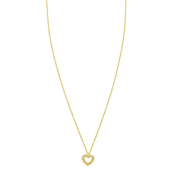 14K Yellow Gold Petite Diamond Heart Necklace
