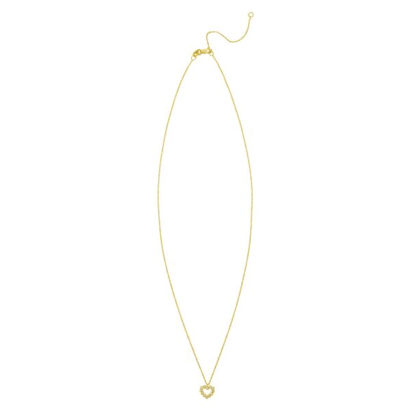 14K Yellow Gold Petite Diamond Heart Necklace - Image 2