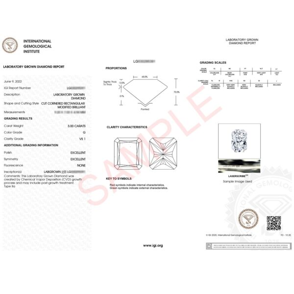 3 Carat Radiant Lab Grown IGI G/VS1 Diamond Solitaire Ring in 10K White Gold - Image 2