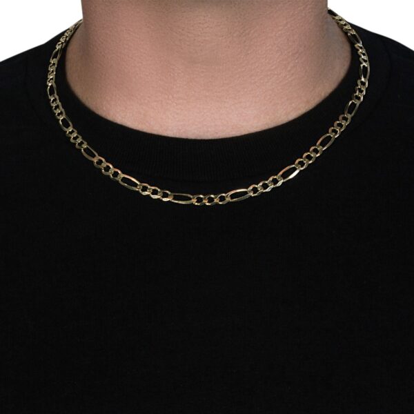 10K Yellow Gold Solid Figaro Chain (5.30 mm) - Image 4