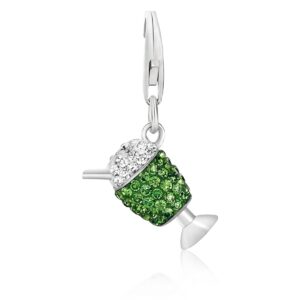Sterling Silver Ice Cream in a Cup Multi Tone Crystal Accented Charm