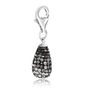 Sterling Silver Teardrop Multi Color Encrusted Charm