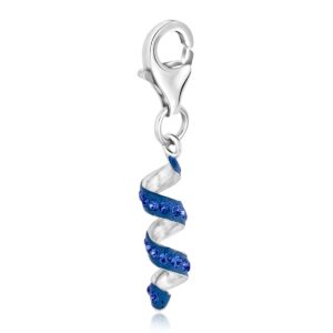 Sterling Silver Blue Tone Crystal Embellished Coil Charm