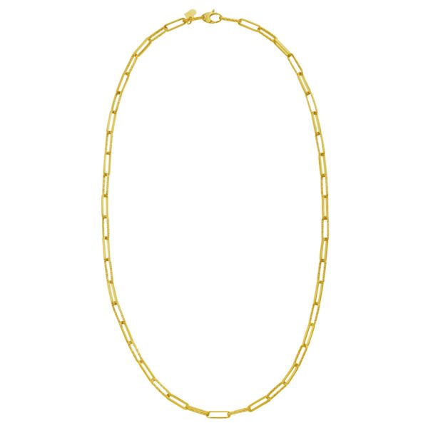 14K Yellow Gold Mini Diamante Paperclip Necklace (3.20 mm) - Image 2