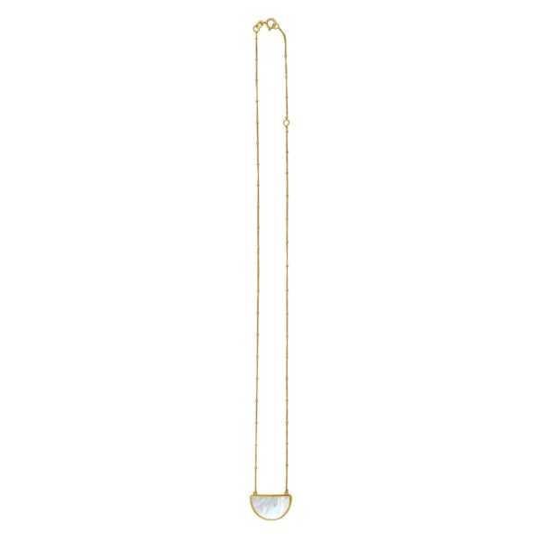 MOP Geometric Gem Half Moon Necklace in 14K Yellow Gold - Image 2