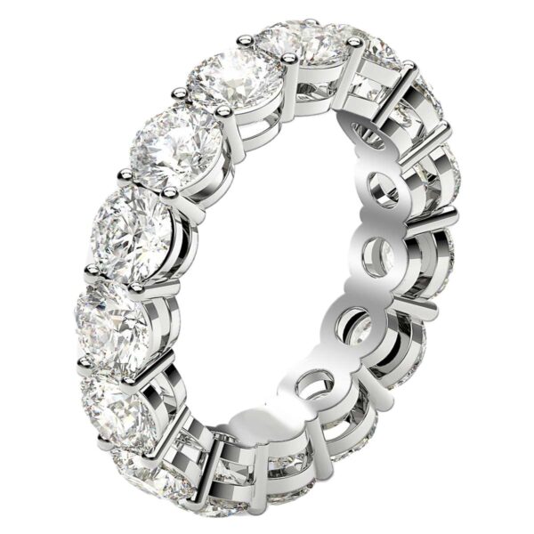 Round Cut Lab Grown Diamond Eternity Ring in 14k White Gold (5 cttw FG/VS2) - Image 4