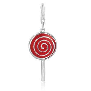 Sterling Silver Red Enameled Lollypop Charm