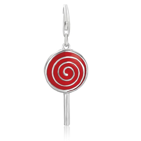 Sterling Silver Red Enameled Lollypop Charm