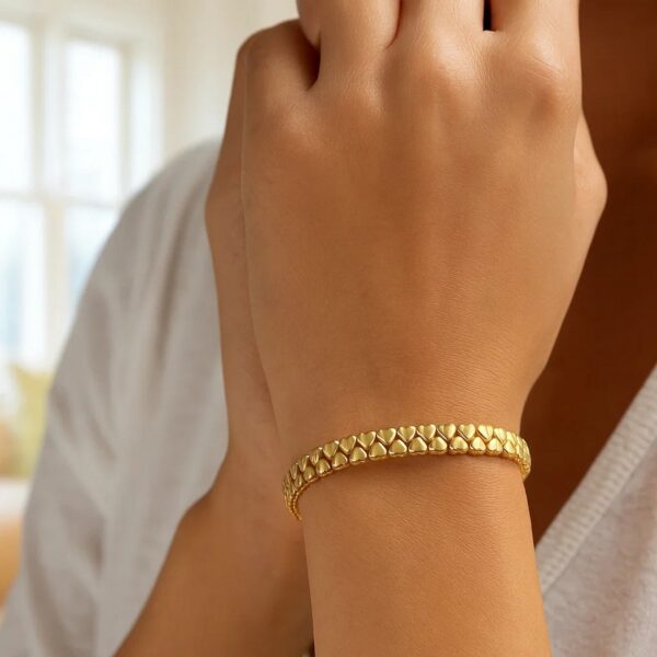 14K Yellow Gold Sweetheart Link Bracelet (7.00 mm) - Image 3