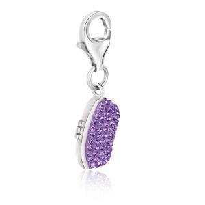 Sterling Silver Handbag Charm with Lavender Tone Crystal Embellishments