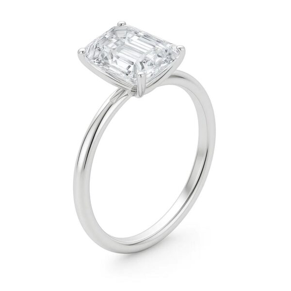 5 Carat Emerald Lab Grown IGI G/VS1 Diamond Solitaire Ring in 14K White Gold - Image 3