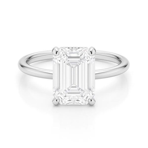 5 Carat Emerald Lab Grown IGI G/VS1 Diamond Solitaire Ring in 14K White Gold - Image 4
