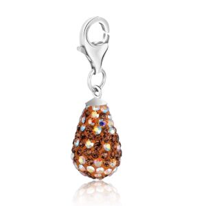 Sterling Silver Teardrop Charm with Multi Color Crystal Stones