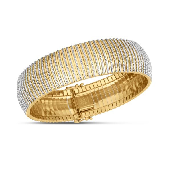 14k Yellow Gold Bold Diamante Flex Bracelet (17.10 mm) - Image 2