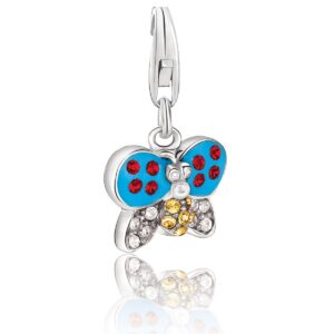 Sterling Silver Multi Tone Crystal Embellished Butterfly Charm