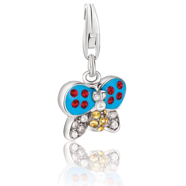 Sterling Silver Multi Tone Crystal Embellished Butterfly Charm