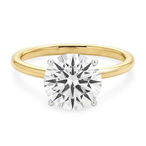 3 Carat Round Lab Grown IGI G/VS1 Diamond Solitaire Ring in 14K Yellow Gold - Image 5