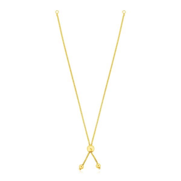 14k Yellow Gold Adjustable Friendship Bracelet Chain with Ball Slide