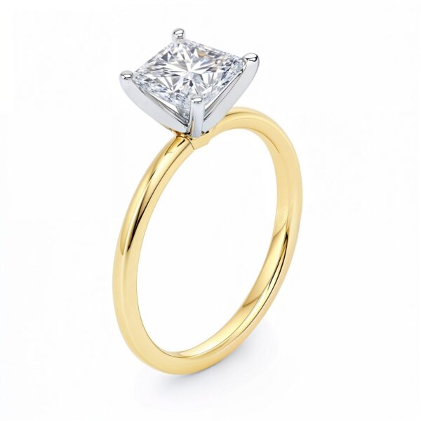 1.50Ct Princess Lab Grown IGI G/VS1 Diamond Ring in 14K Yellow Gold - Image 3