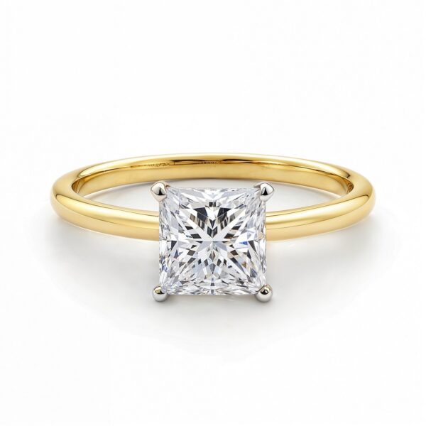 1.50Ct Princess Lab Grown IGI G/VS1 Diamond Ring in 14K Yellow Gold - Image 4