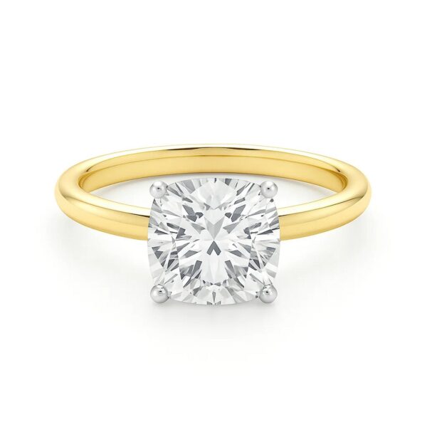5 Carat Cushion Lab Grown IGI G/VS1 Diamond Solitaire Ring in 10K Yellow Gold - Image 4
