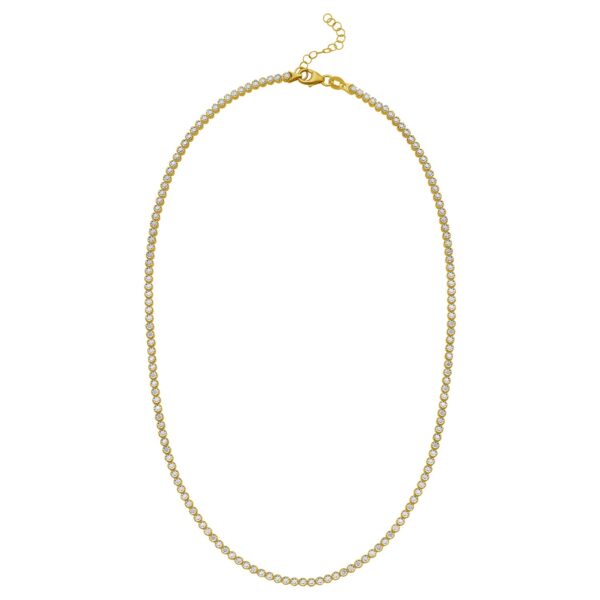 14K Two Tone Gold Diamon Oro Tennis Necklace (2.40 mm) - Image 2